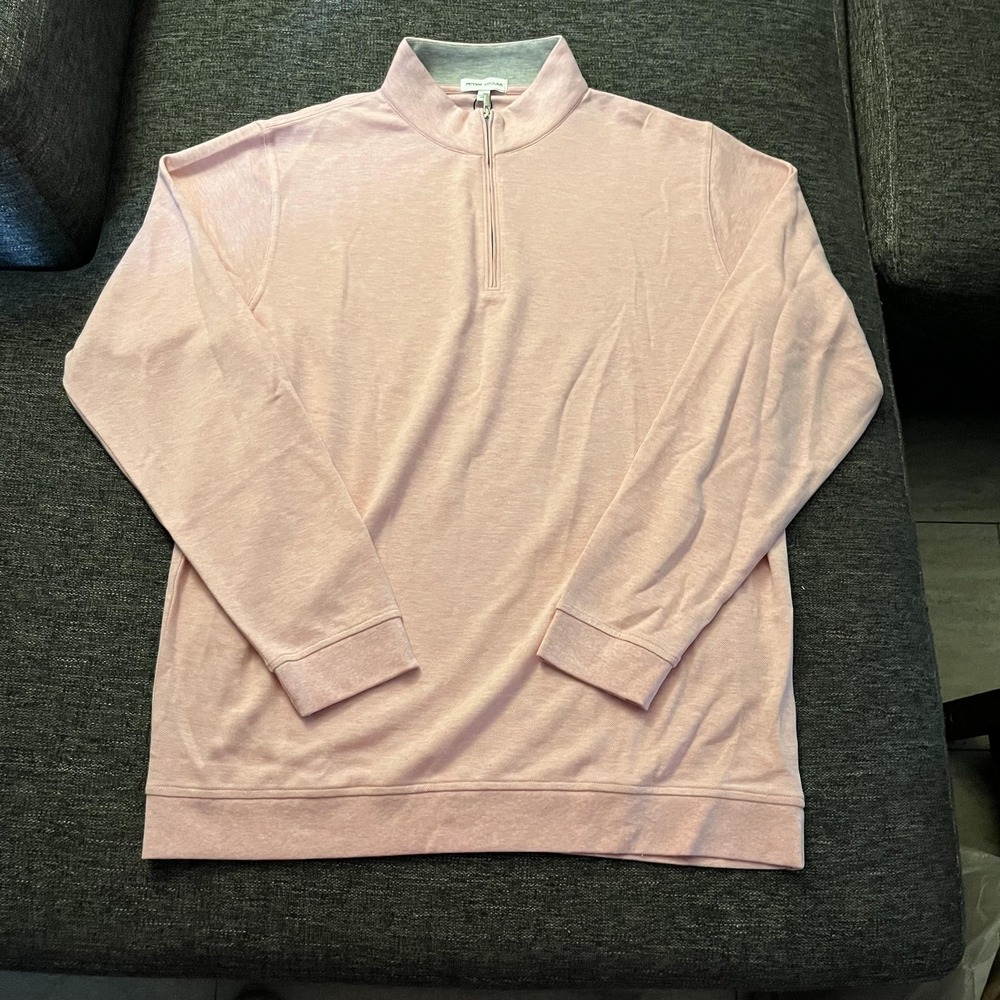 Peter Millar Sweater Mens Large Pink 1/4 Zip Mock Neck Crown Pullover Knit